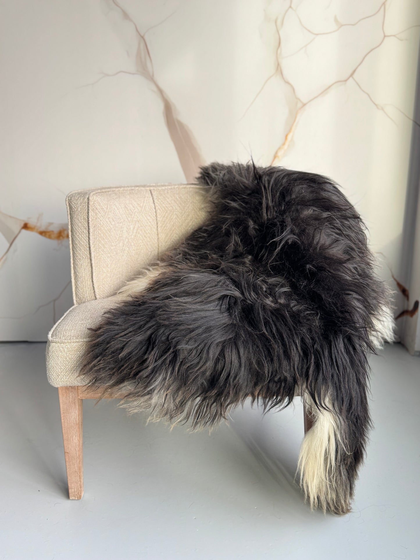 B Grade Black Long Wool Icelandic Sheepskin