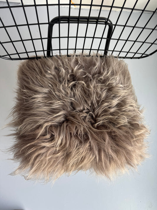 B Grade Taupe Long Wool Icelandic Sheepskin Chair Pad
