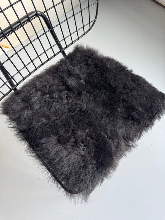B Grade Black Shorn Wool Icelandic Sheepskin Chair Pad