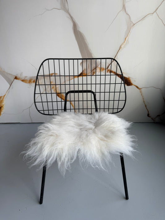 B Grade White Long Wool Icelandic Sheepskin Chair Pad