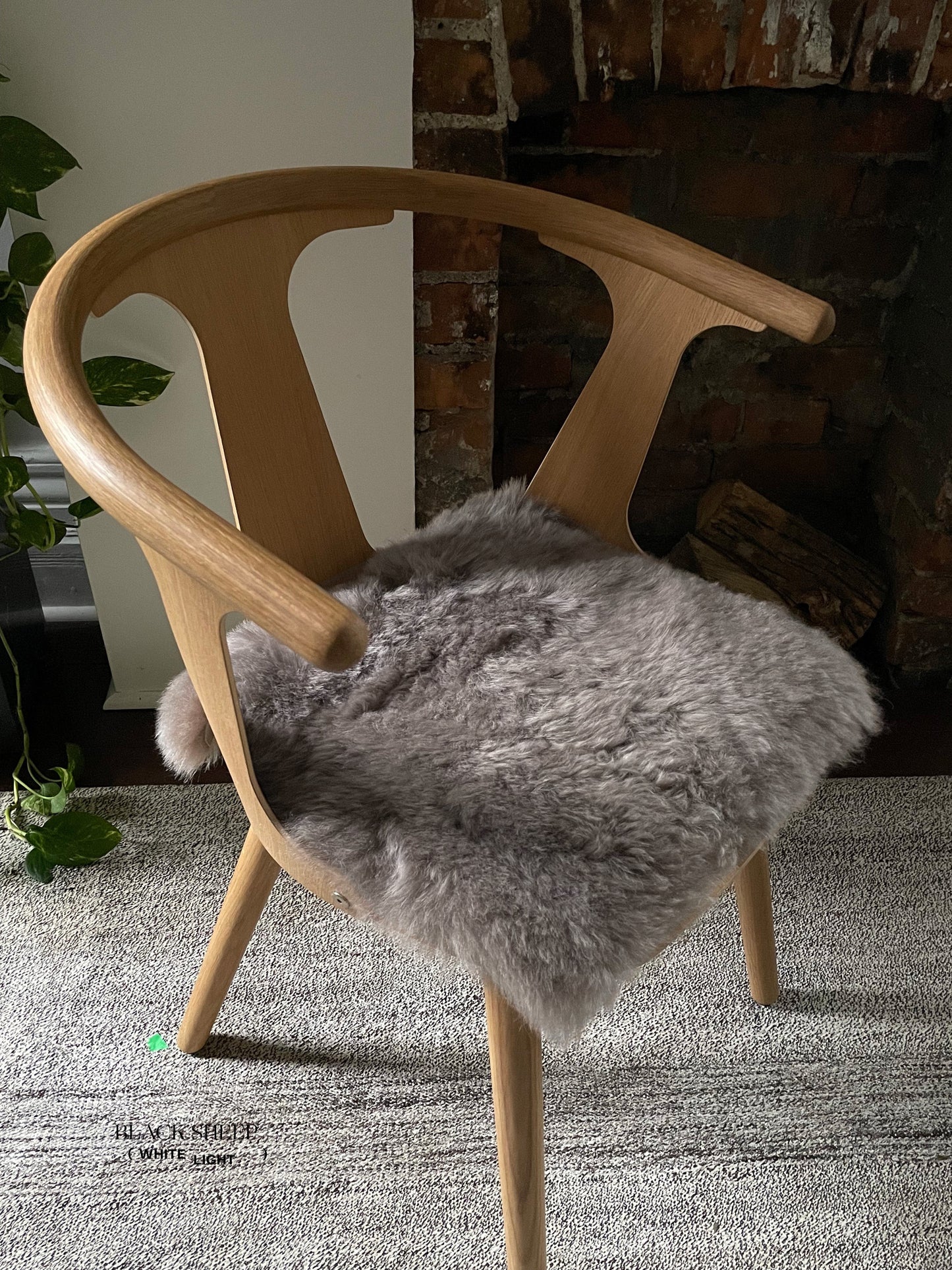 Shorn Mineral Icelandic Sheepskin Chair Pad - Black Sheep (White Light)