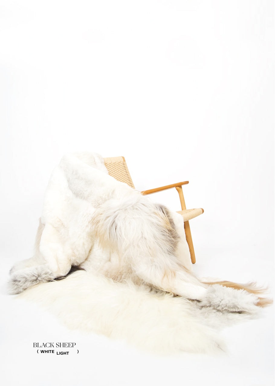 Brown Melange Sheepskin Rug - Black Sheep (White Light)