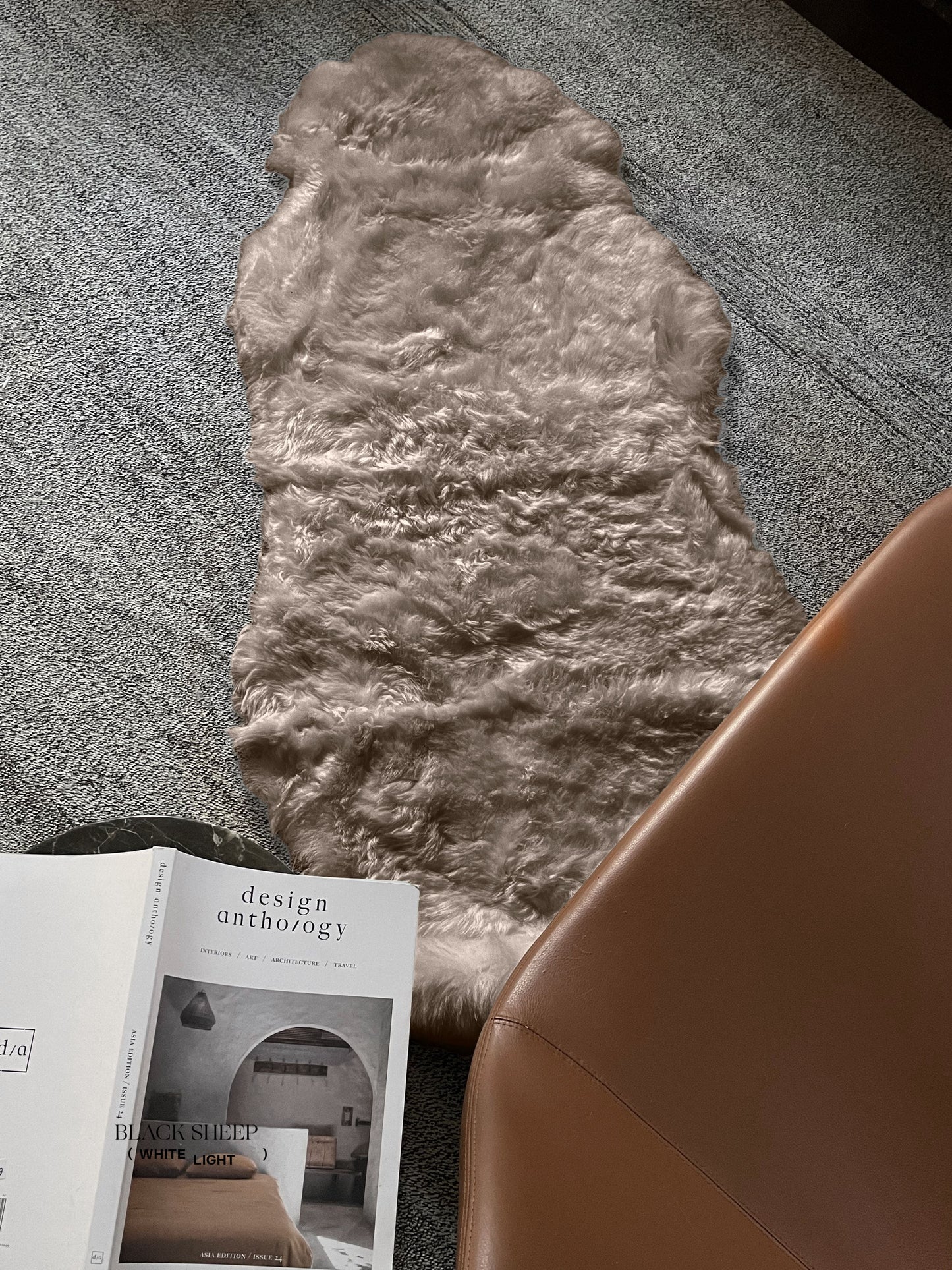 Shorn Taupe Double Icelandic Sheepskin - Black Sheep (White Light)