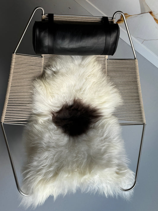 ONE OF A KIND White with single Brown/Grey spot Icelandic Sheepskin