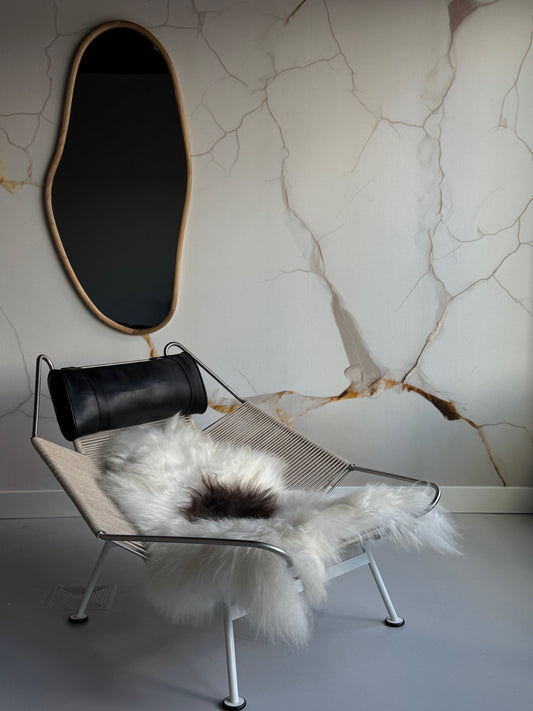 ONE OF A KIND White with single Brown/Grey spot Icelandic Sheepskin