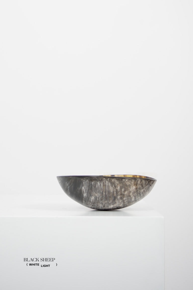 Ankole Horn Dark Round Bowl - Black Sheep (White Light)