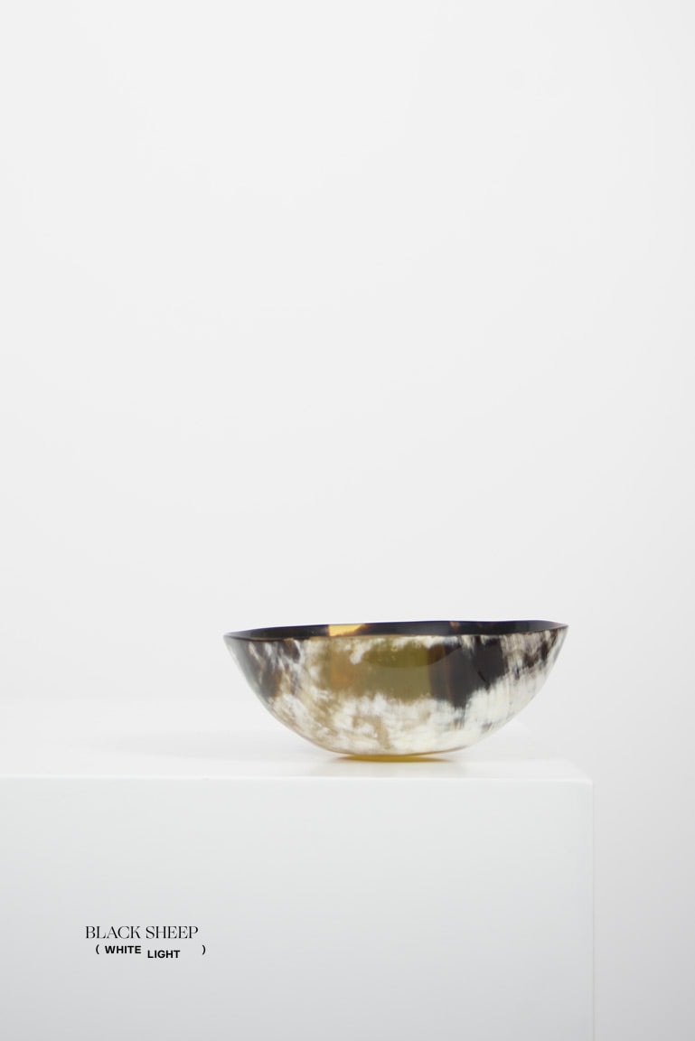 Ankole Horn Dark Round Bowl - Black Sheep (White Light)
