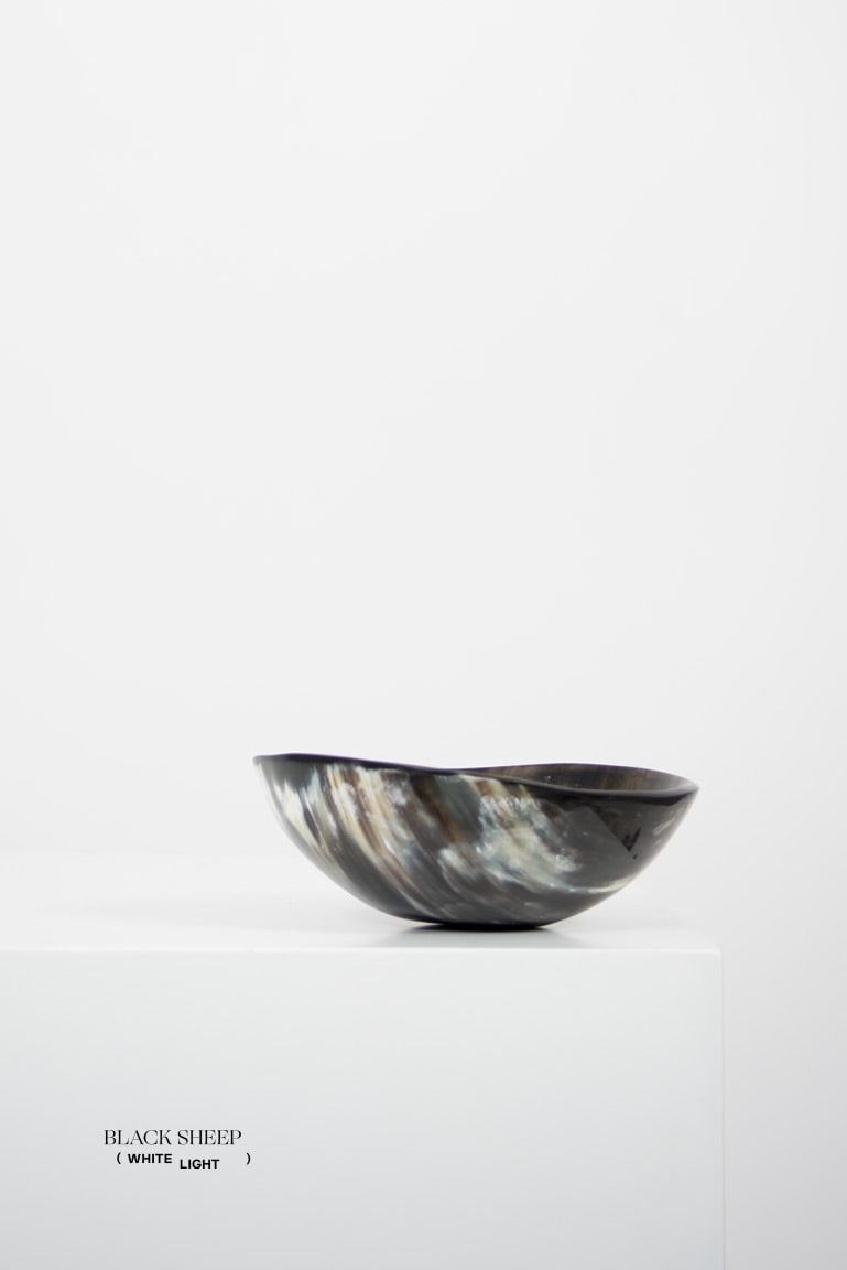 Ankole Horn Dark Round Bowl - Black Sheep (White Light)