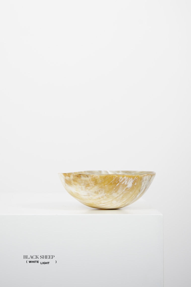 Ankole Horn Light Round Bowl - Black Sheep (White Light)