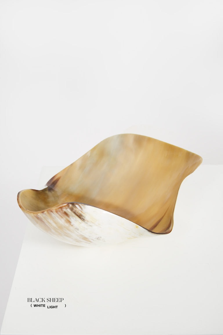 Ankole Horn Light Organic Vessel - Black Sheep (White Light)