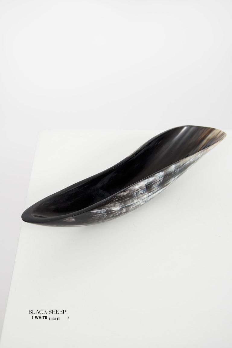 Ankole Horn Dark Oval Vessel - Black Sheep (White Light)
