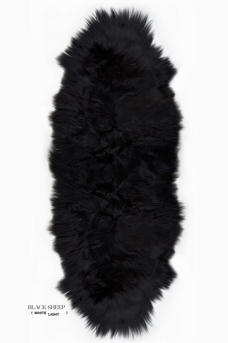 Double Black Icelandic Sheepskin - Black Sheep (White Light)