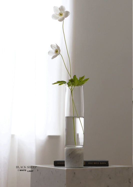 Bianco Carrara Marble and Glass Vase - Black Sheep (White Light)