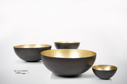 Hand Hammered Brass Bowl - Black Sheep (White Light)