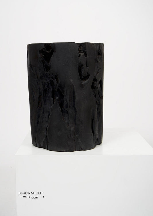 Burnt Teak Round Side Table - Black Sheep (White Light)