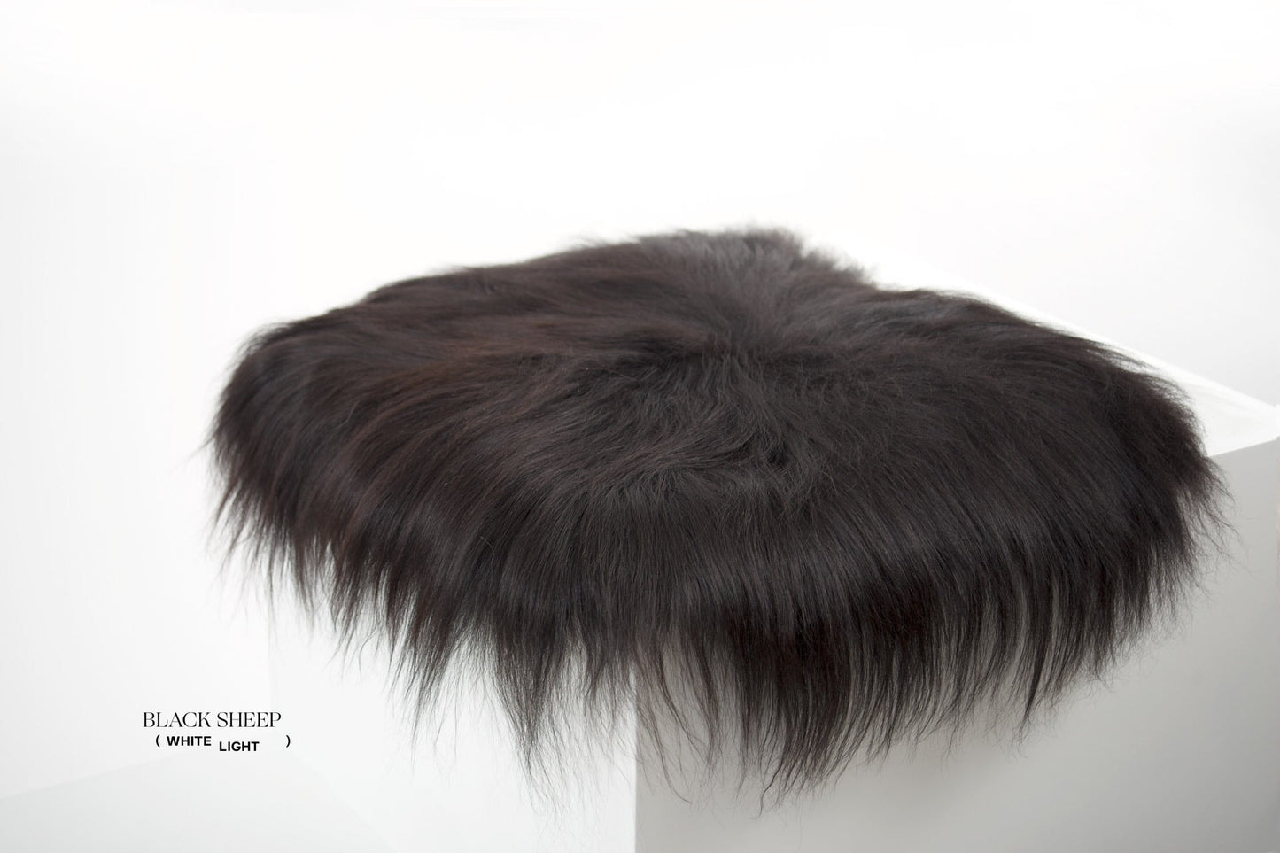 Black Icelandic Sheepskin Chair Pad - Black Sheep (White Light)