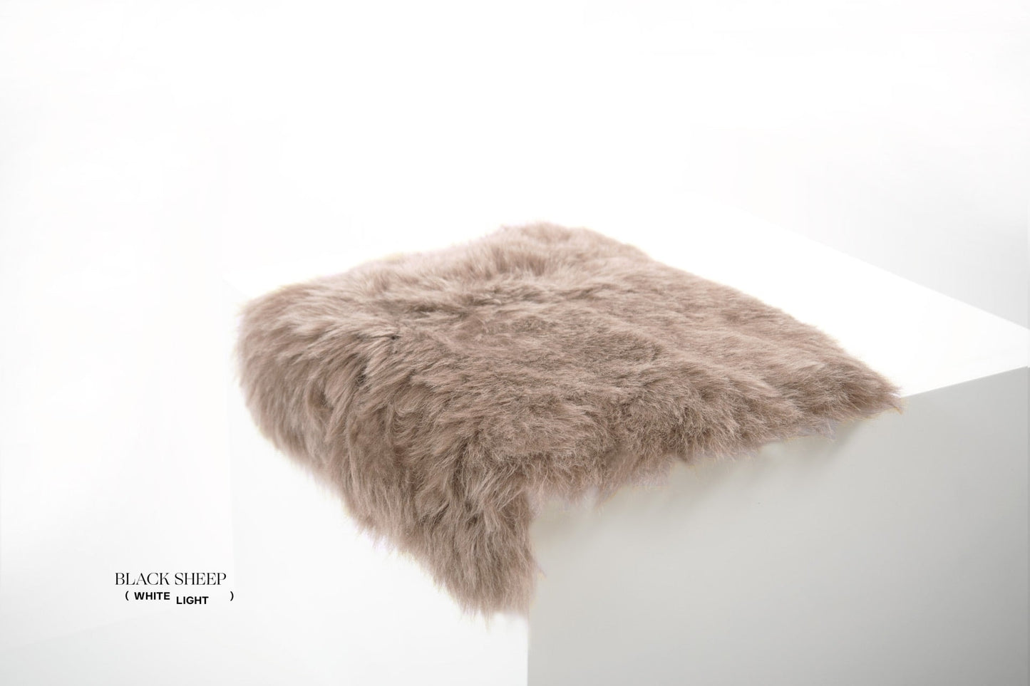 Shorn Taupe Icelandic Sheepskin Chair Pad - Black Sheep (White Light)