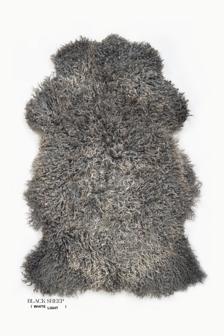 Grey Long Wool Gotland Sheepskin - Black Sheep (White Light)