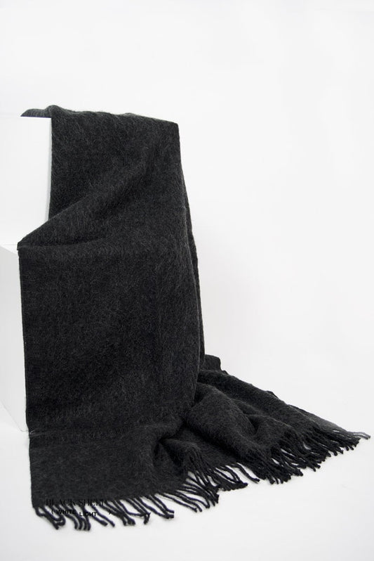 Charcoal Icelandic Wool Throw - Black Sheep (White Light)