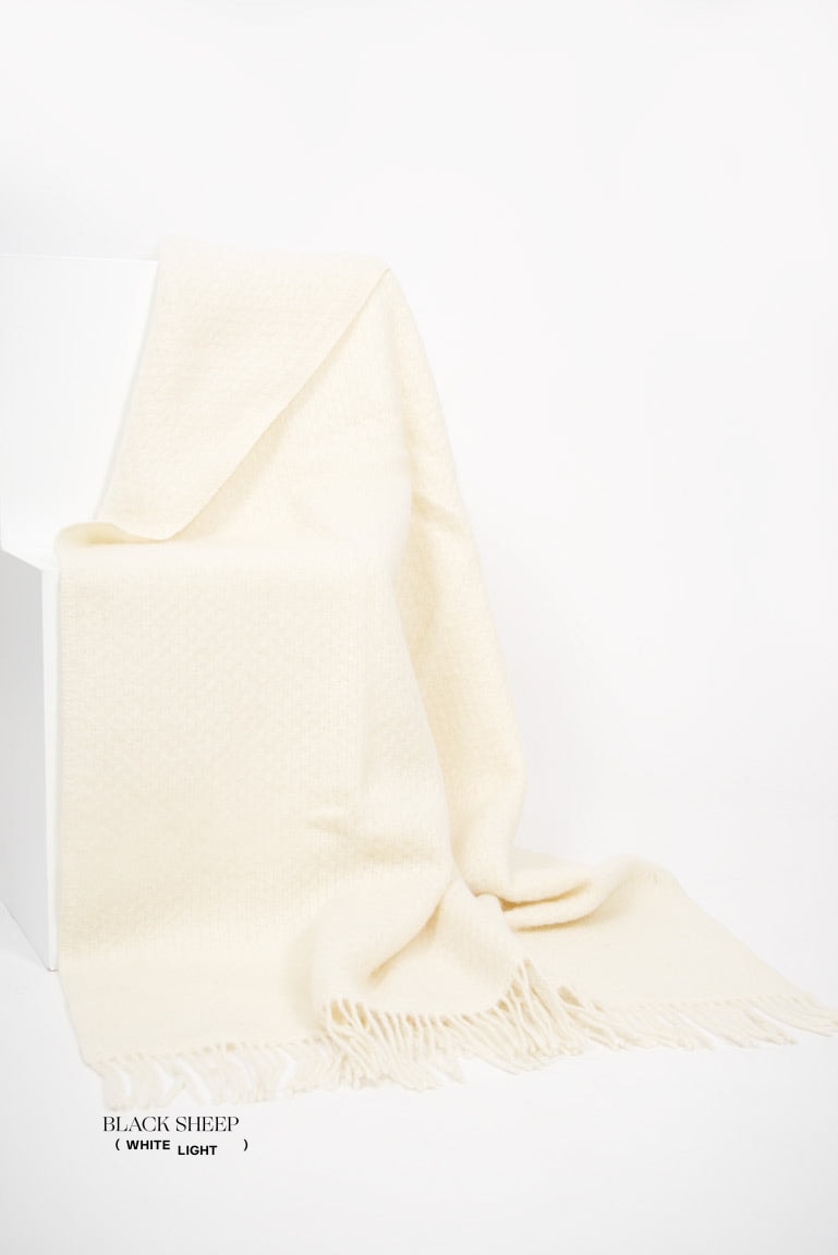 Cream Icelandic Wool Throw - Black Sheep (White Light)