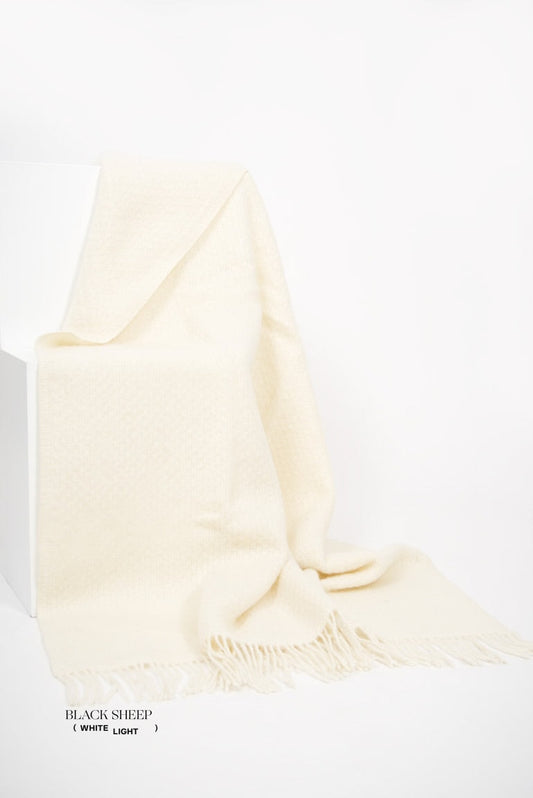 Cream Icelandic Wool Throw - Black Sheep (White Light)