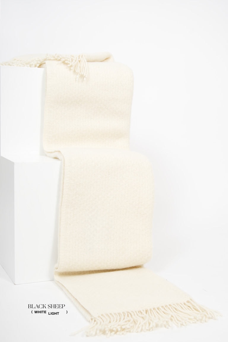 Cream Icelandic Wool Throw - Black Sheep (White Light)