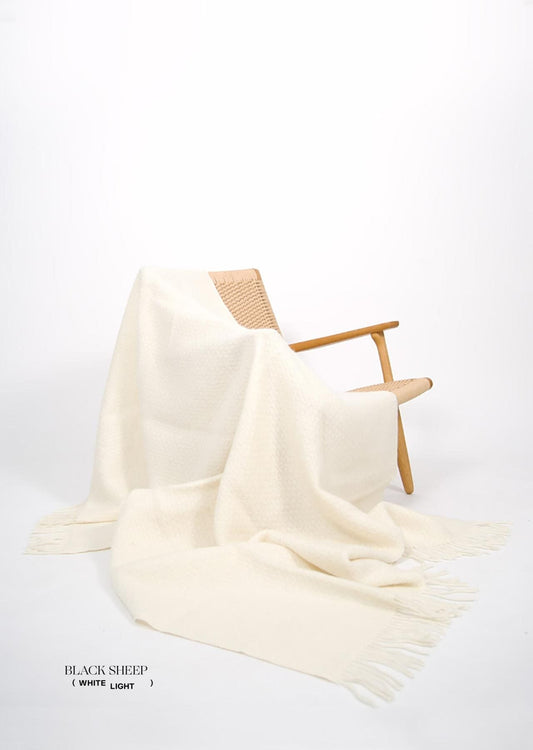 Cream Icelandic Wool Throw - Black Sheep (White Light)