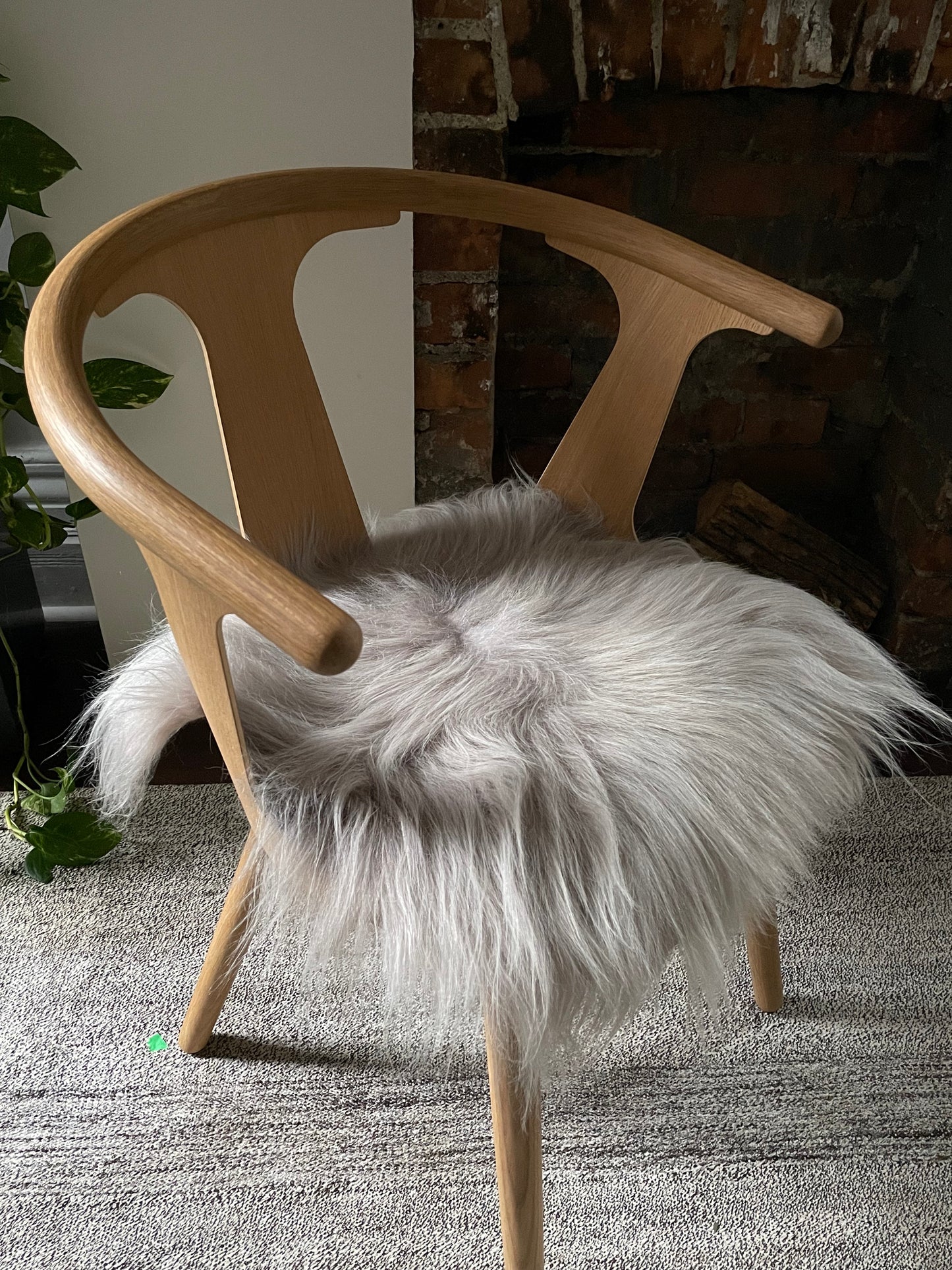 Linen Icelandic Sheepskin Chair Pad