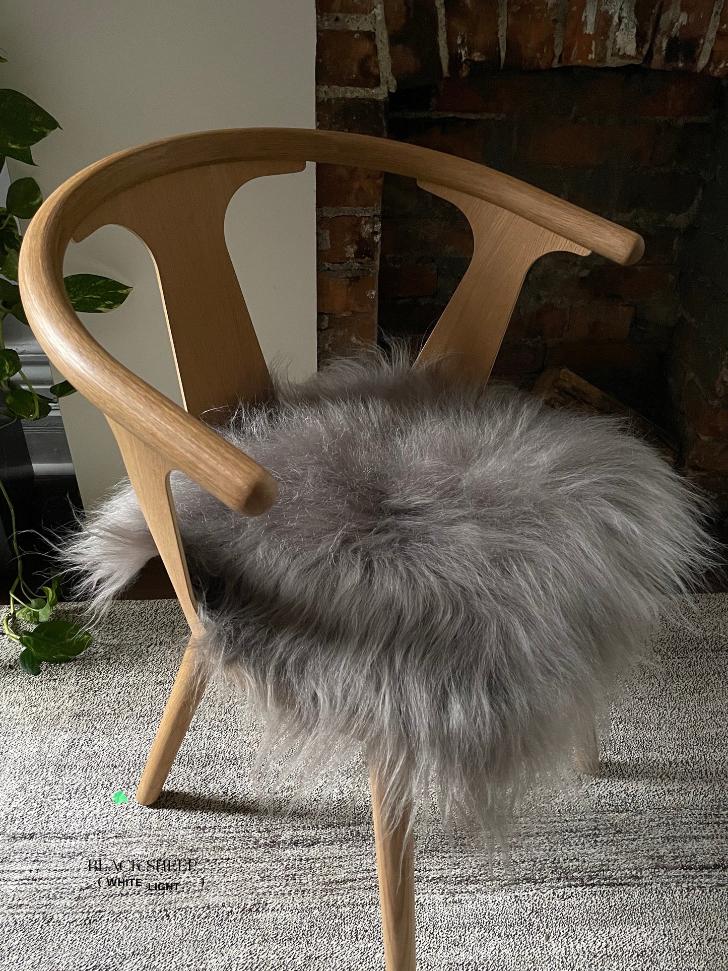 Mineral Icelandic Sheepskin Chair Pad - Black Sheep (White Light)
