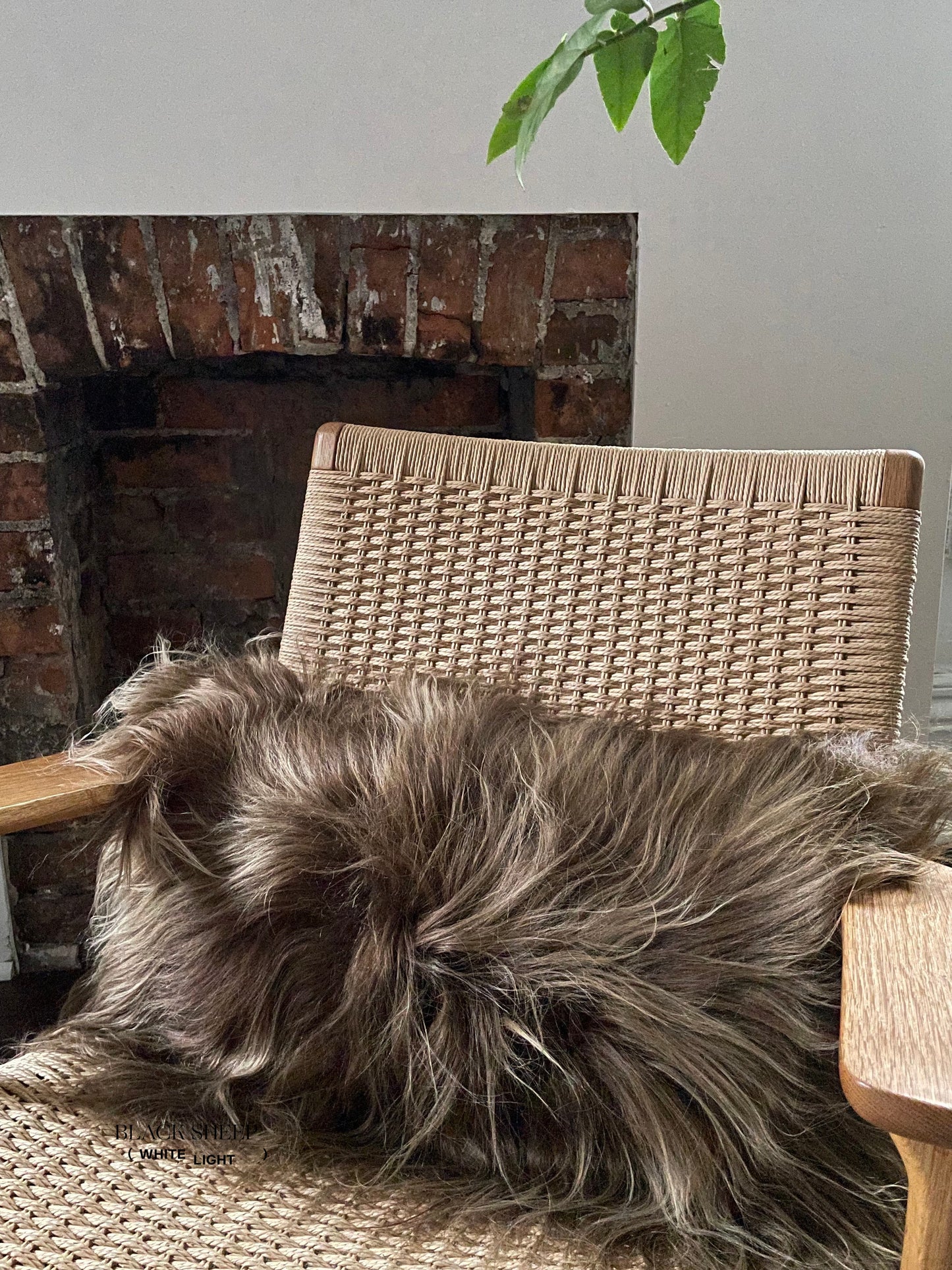 Rectangular Brown Icelandic Sheepskin Pillow Cover - Black Sheep (White Light)