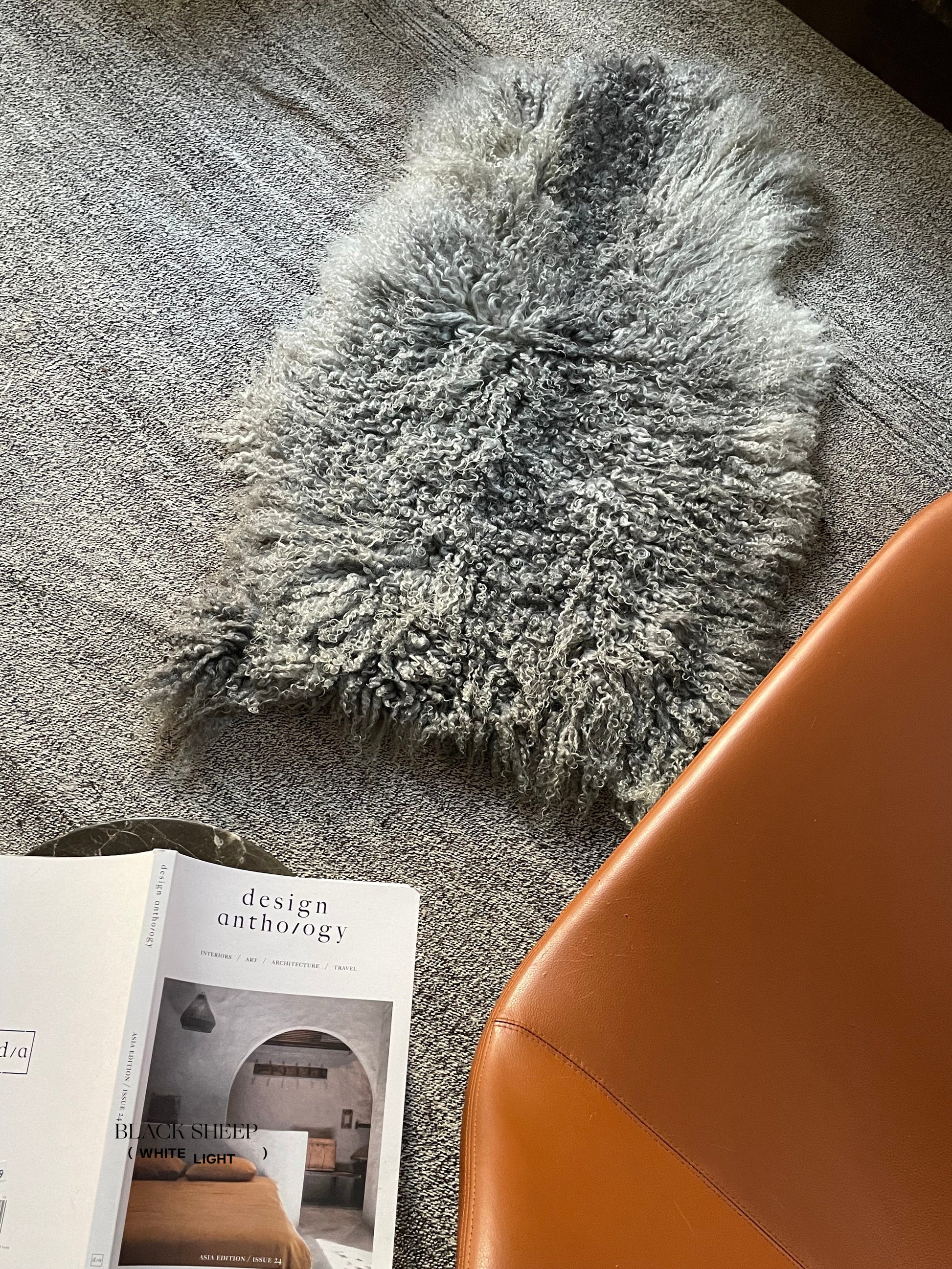 Grey Long Wool Gotland Sheepskin - Black Sheep (White Light)
