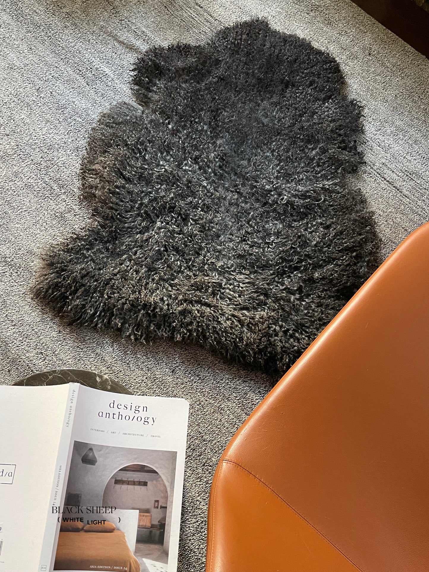 Grey Long Wool Gotland Sheepskin - Black Sheep (White Light)
