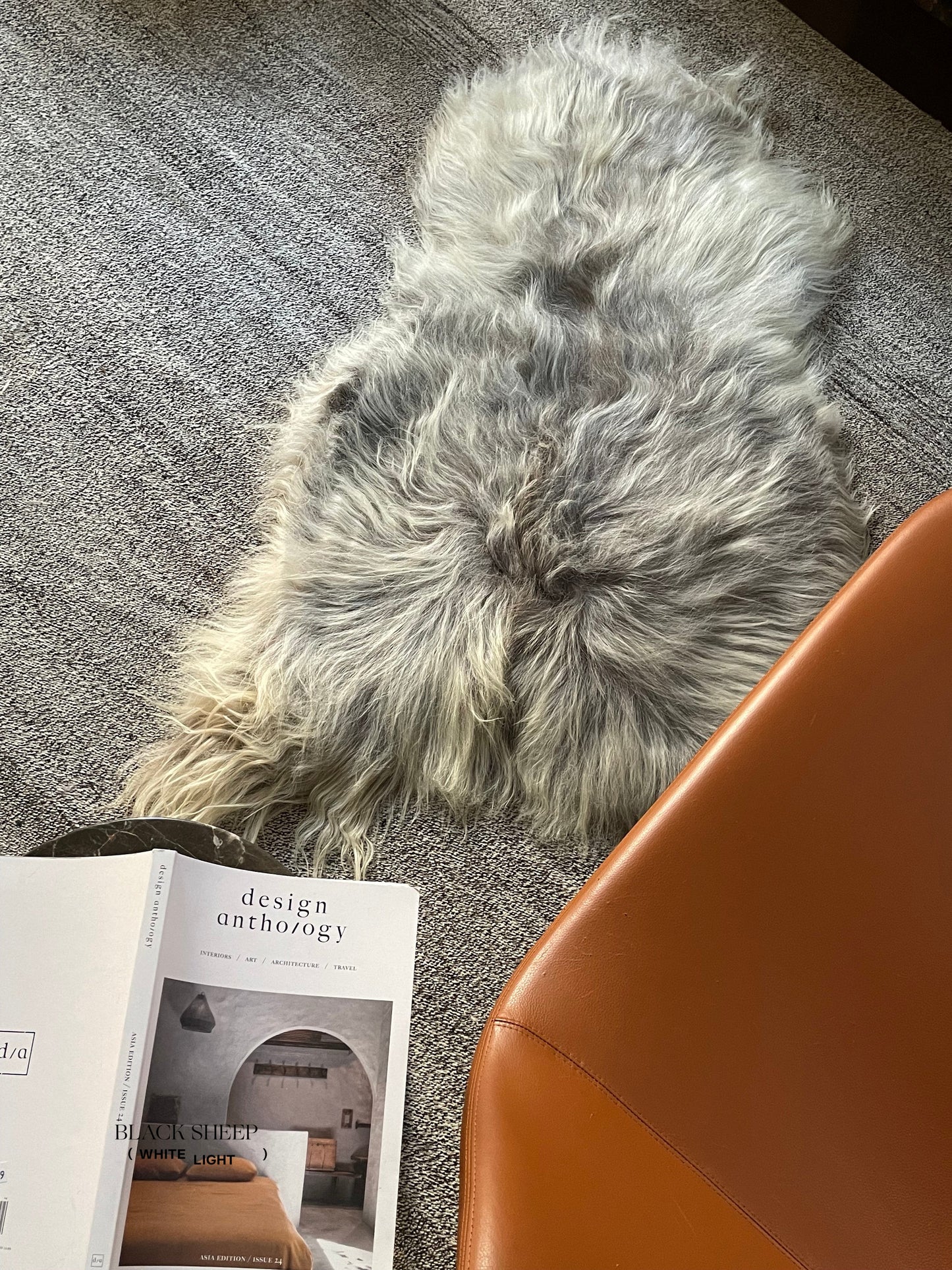 Natural Light Grey Icelandic Sheepskin - Black Sheep (White Light)