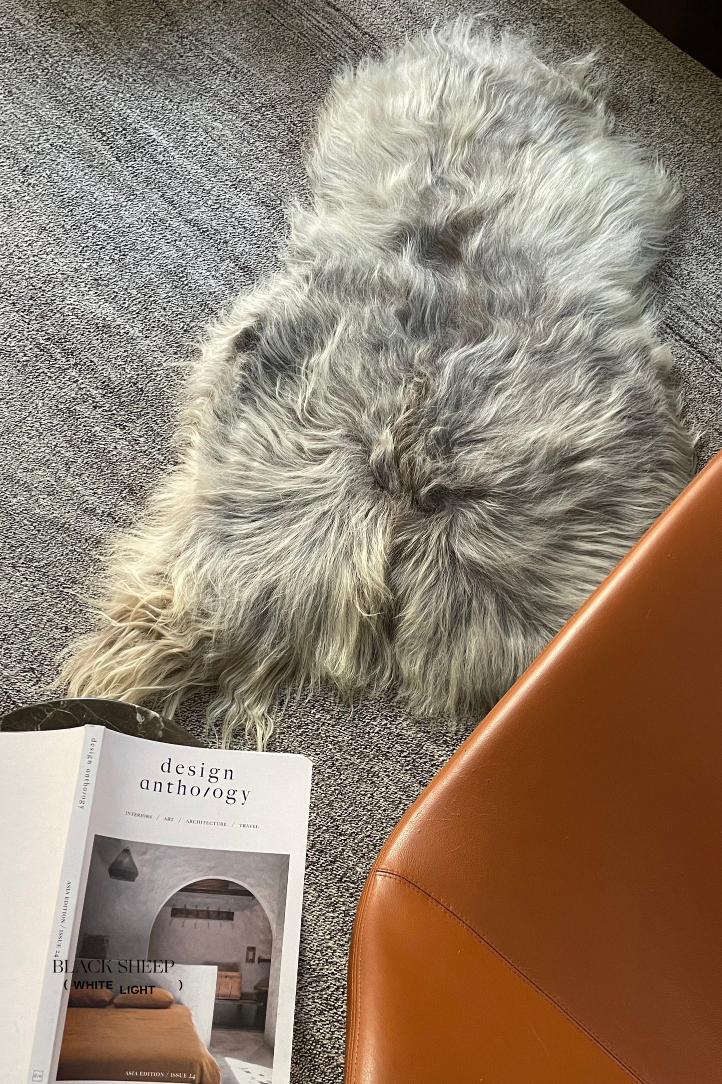 Natural Light Grey Icelandic Sheepskin - Black Sheep (White Light)