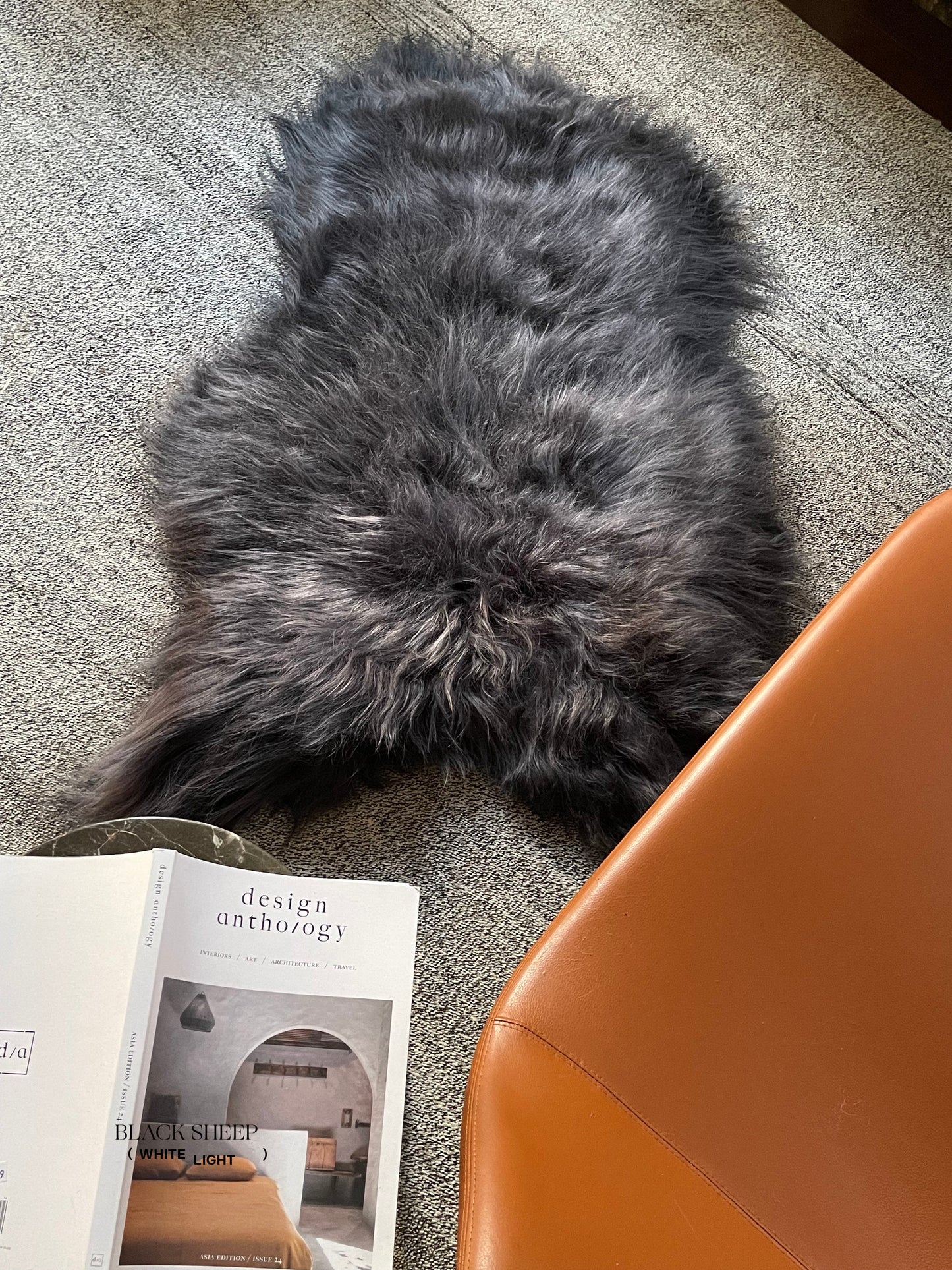 Steel Icelandic Sheepskin - Black Sheep (White Light)