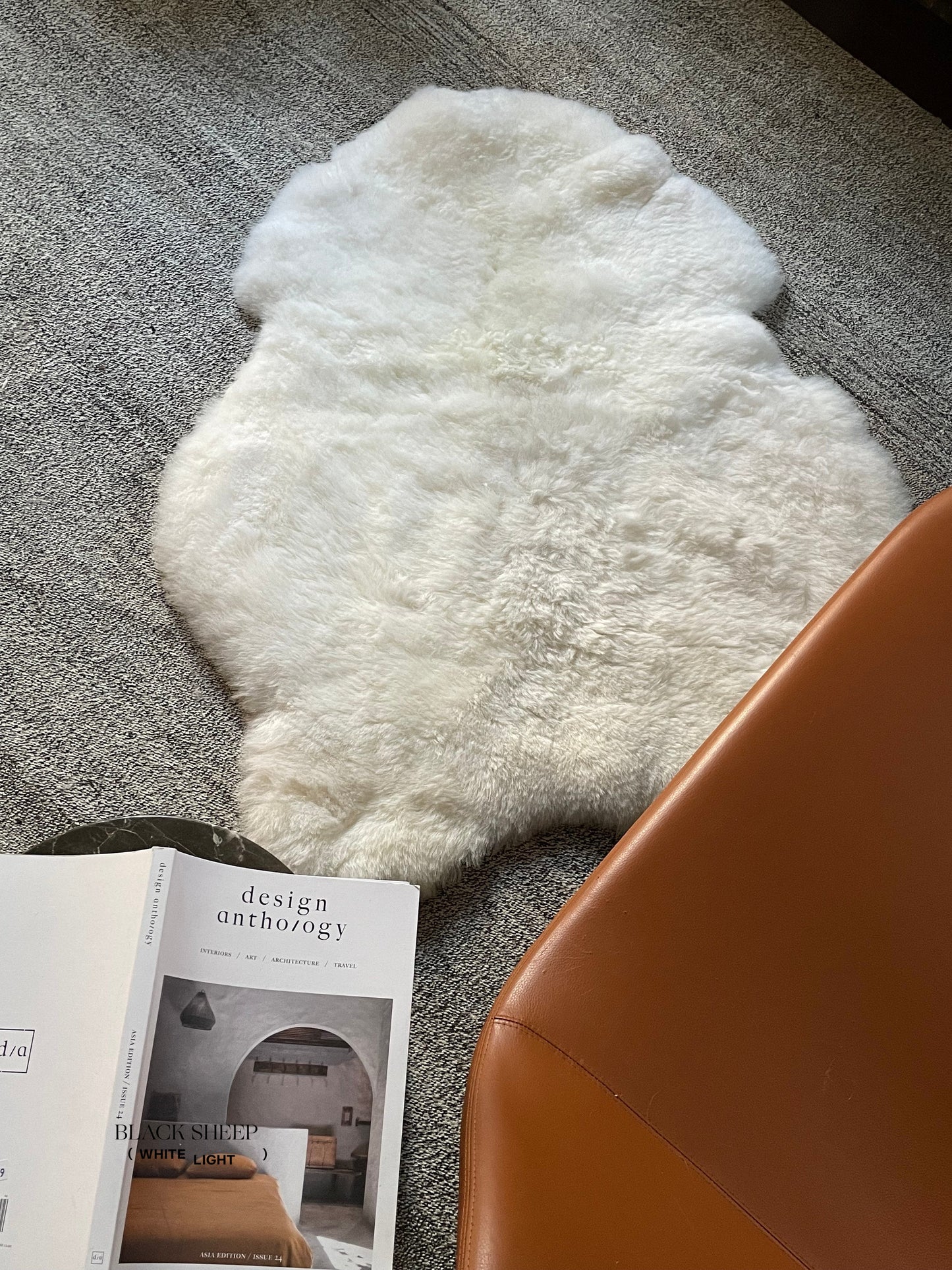 Shorn White Icelandic Sheepskin - Black Sheep (White Light)