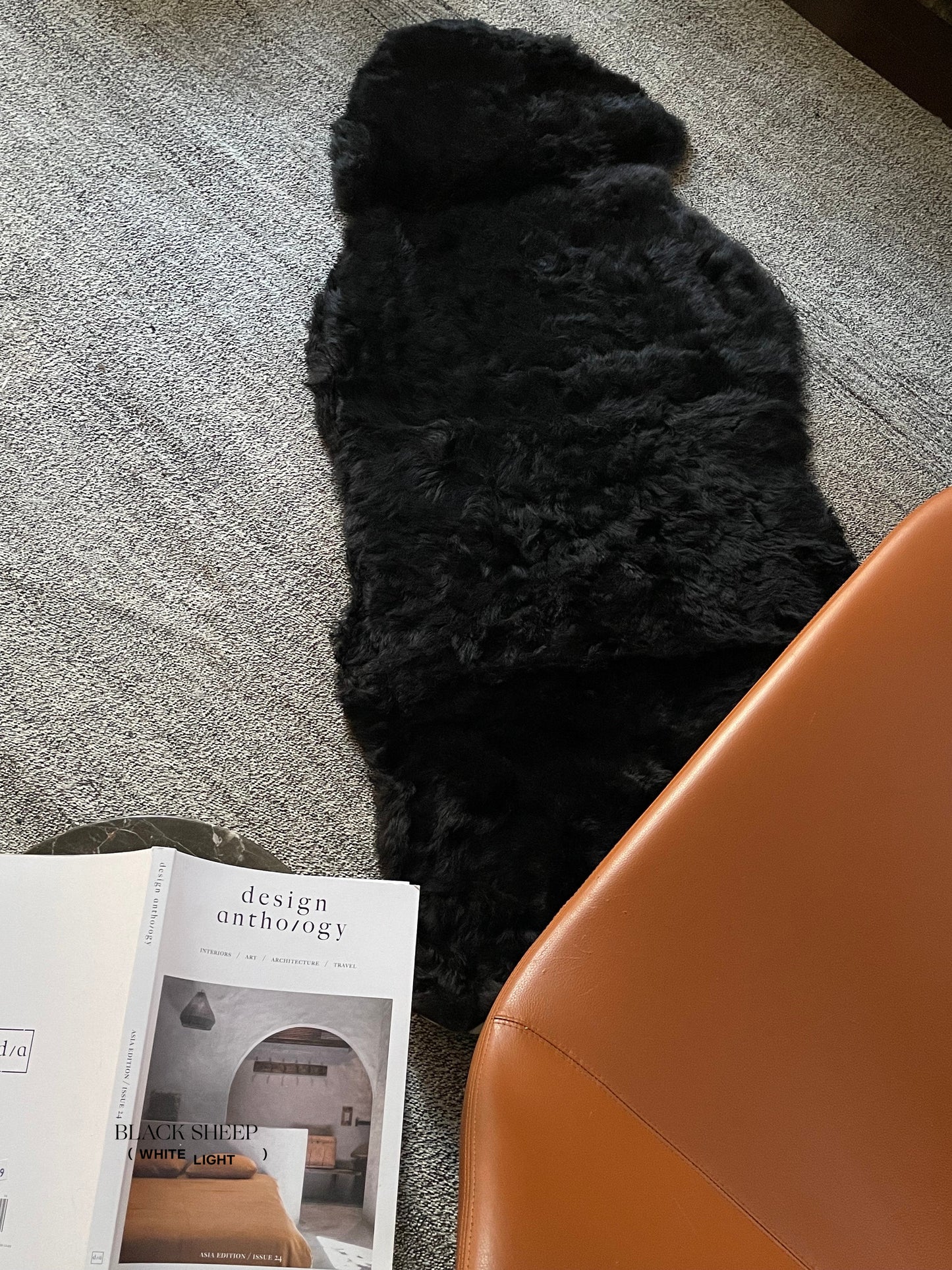 Shorn Black Double Icelandic Sheepskin - Black Sheep (White Light)