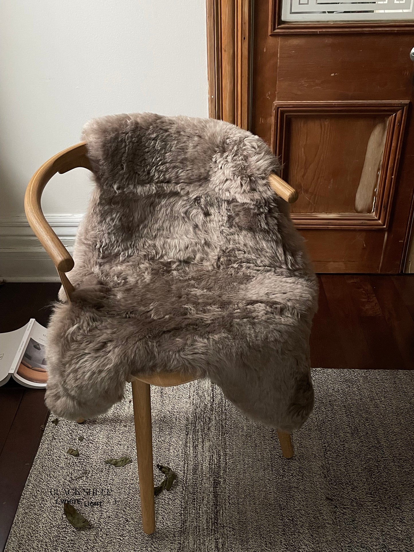 Shorn Taupe Icelandic Sheepskin - Black Sheep (White Light)
