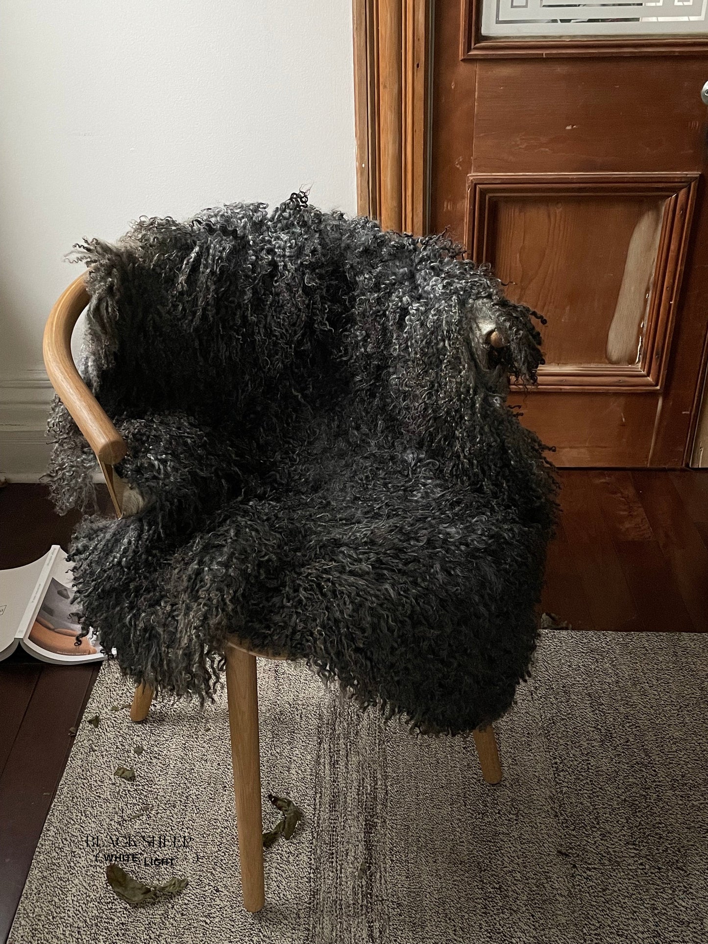 Grey Long Wool Gotland Sheepskin - Black Sheep (White Light)