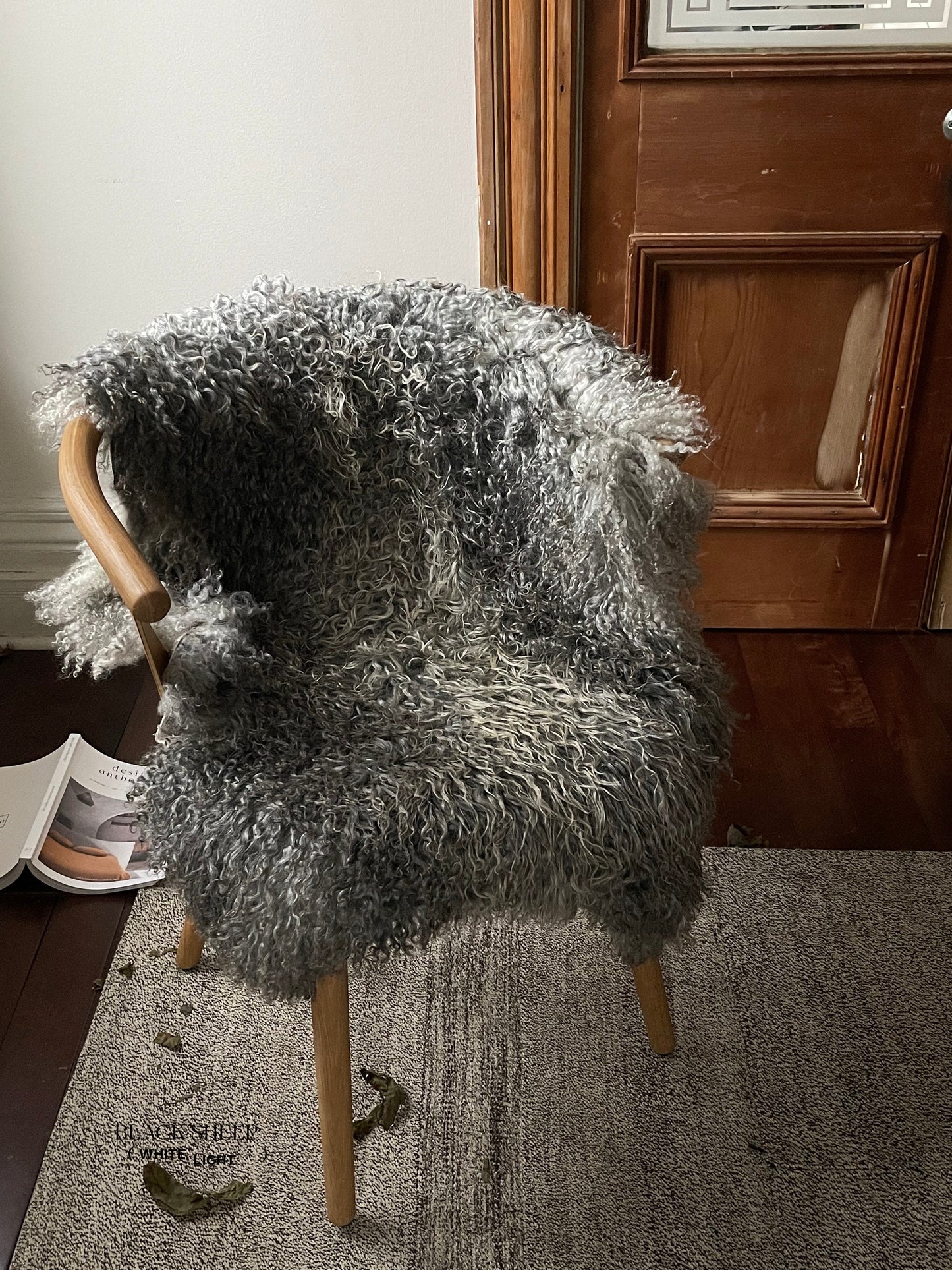 Grey Long Wool Gotland Sheepskin - Black Sheep (White Light)
