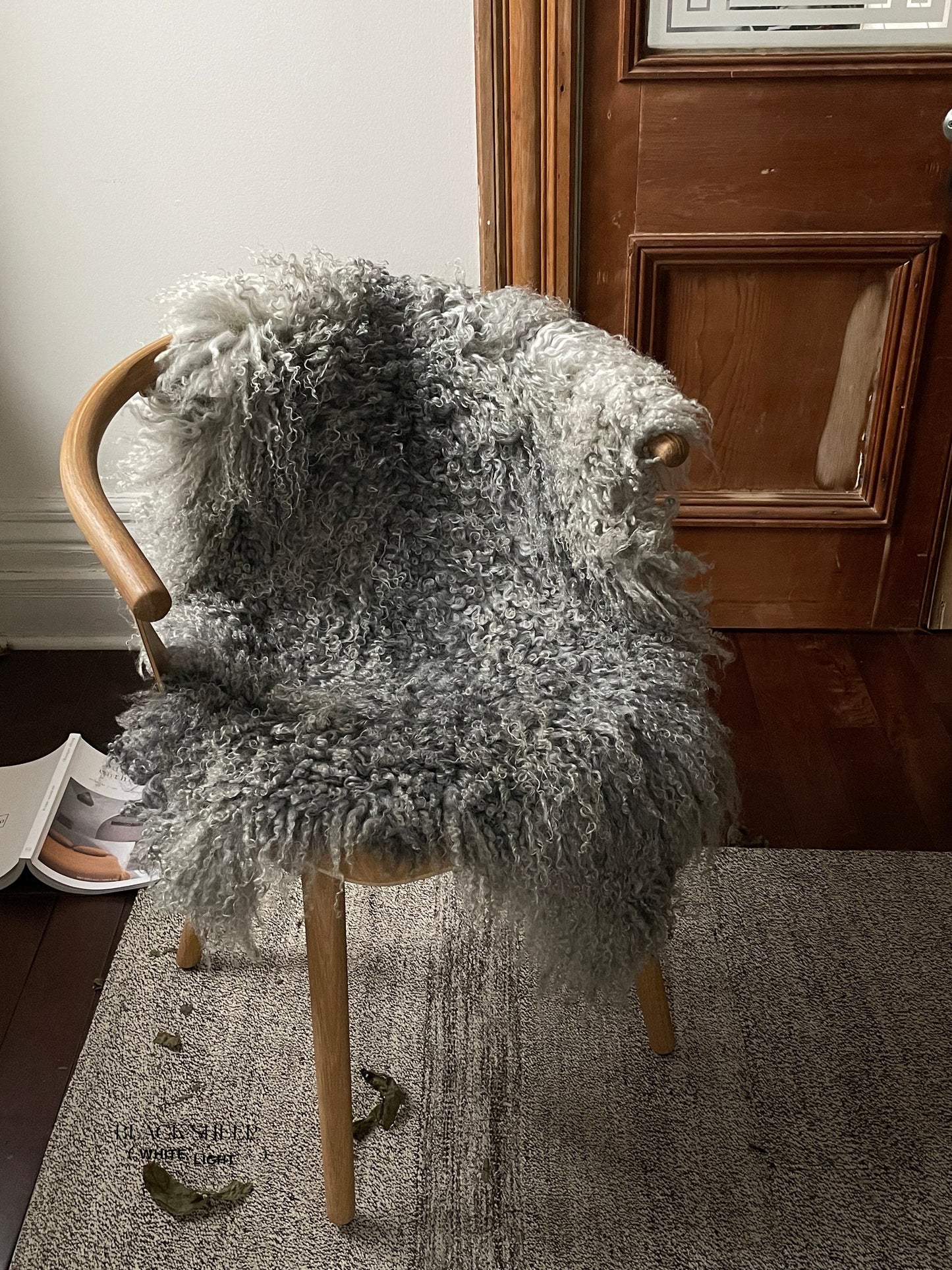 Grey Long Wool Gotland Sheepskin - Black Sheep (White Light)