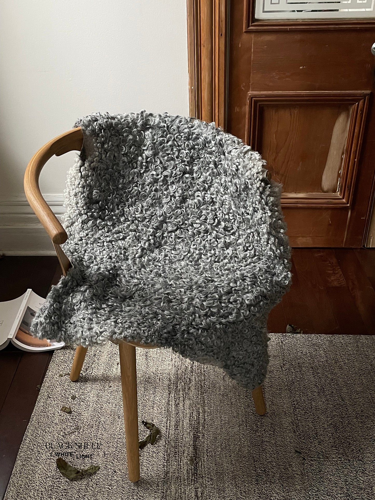 Grey Medium Wool Gotland Sheepskin - Black Sheep (White Light)