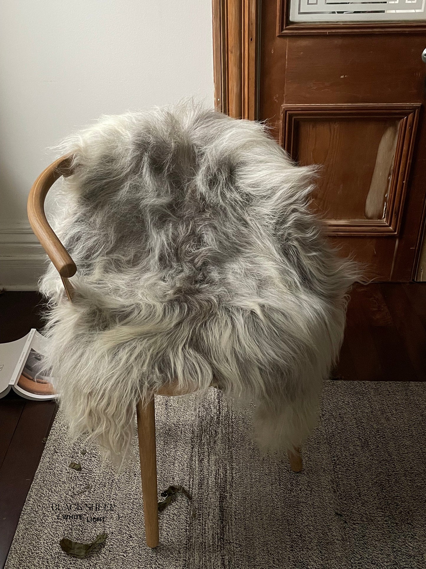 Natural Light Grey Icelandic Sheepskin - Black Sheep (White Light)