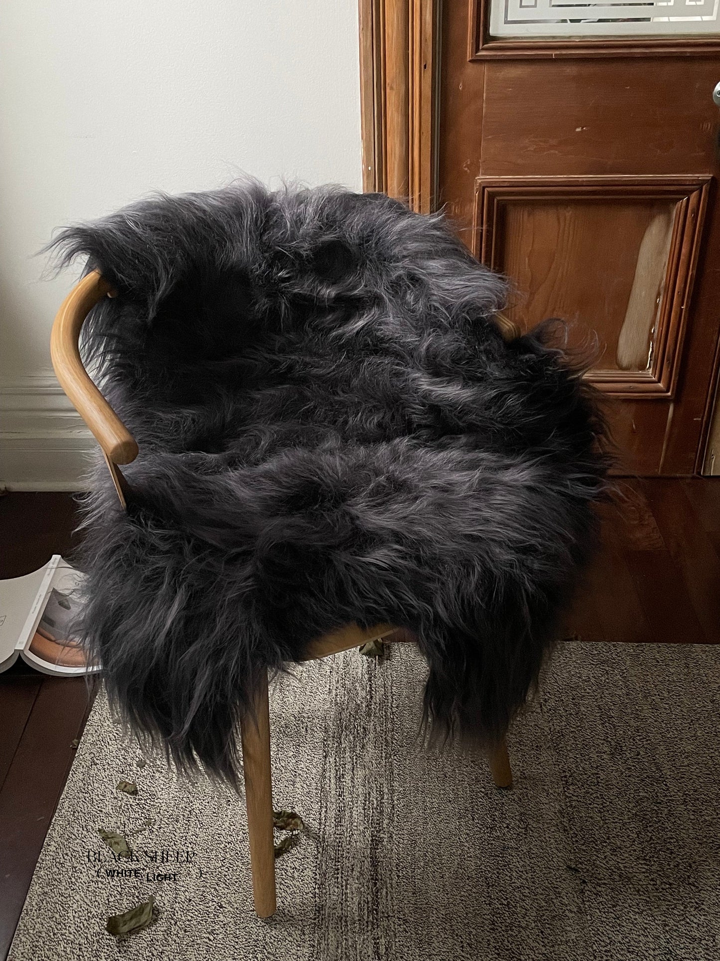 Steel Icelandic Sheepskin - Black Sheep (White Light)