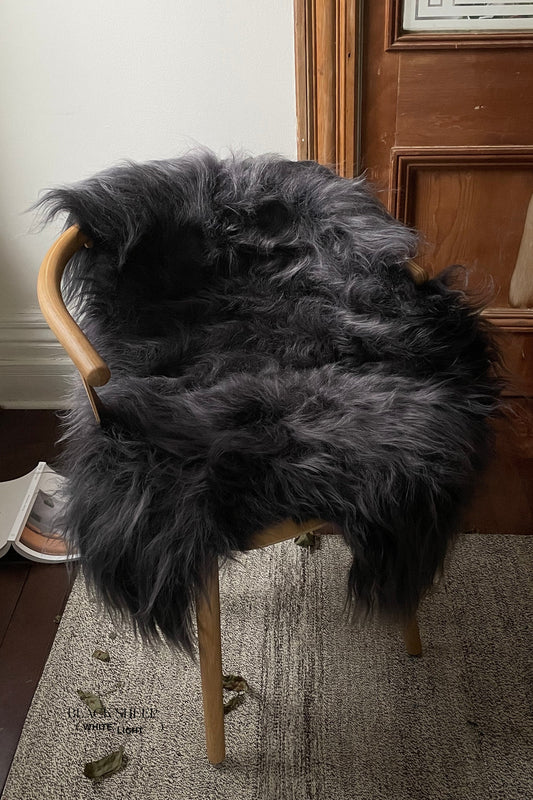Steel Icelandic Sheepskin - Black Sheep (White Light)
