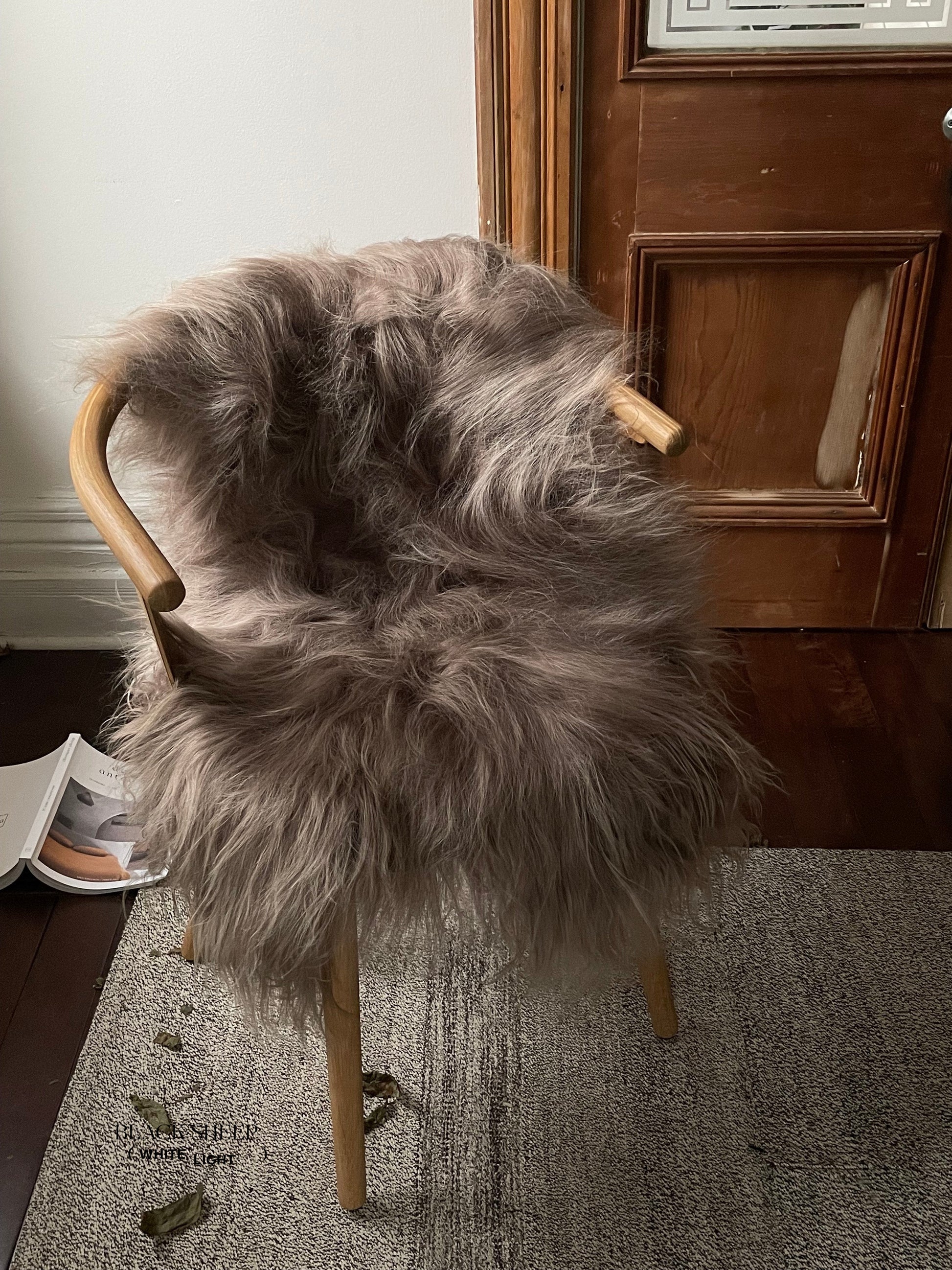 Taupe Icelandic Sheepskin - Black Sheep (White Light)
