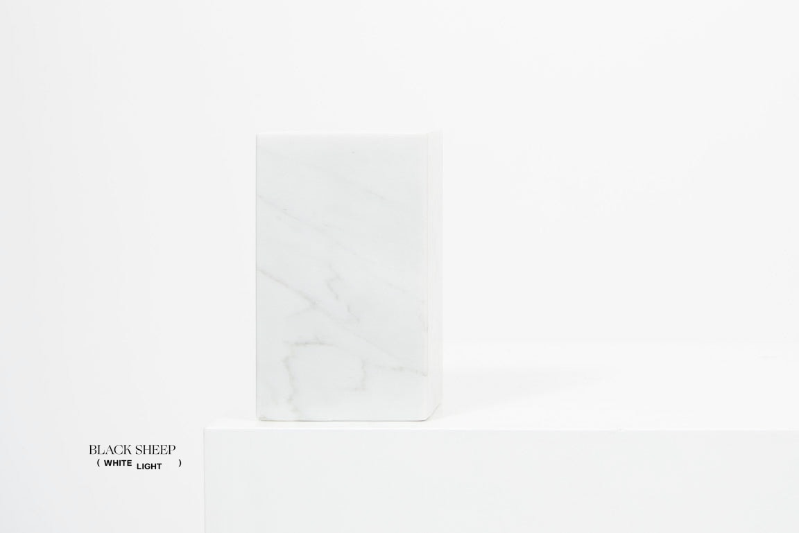 Bianco Carrara Marble Asymmetric Book Ends - Black Sheep (White Light)
