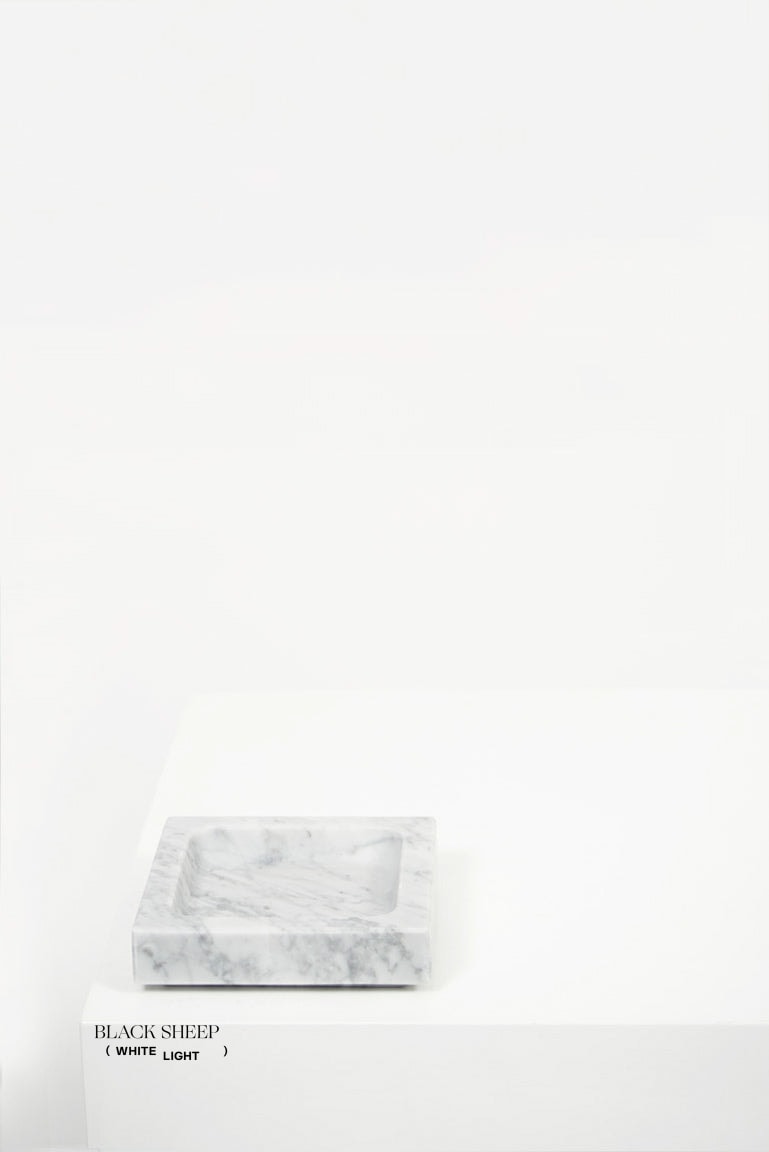 Bianco Carrara Marble Square Tray - Black Sheep (White Light)