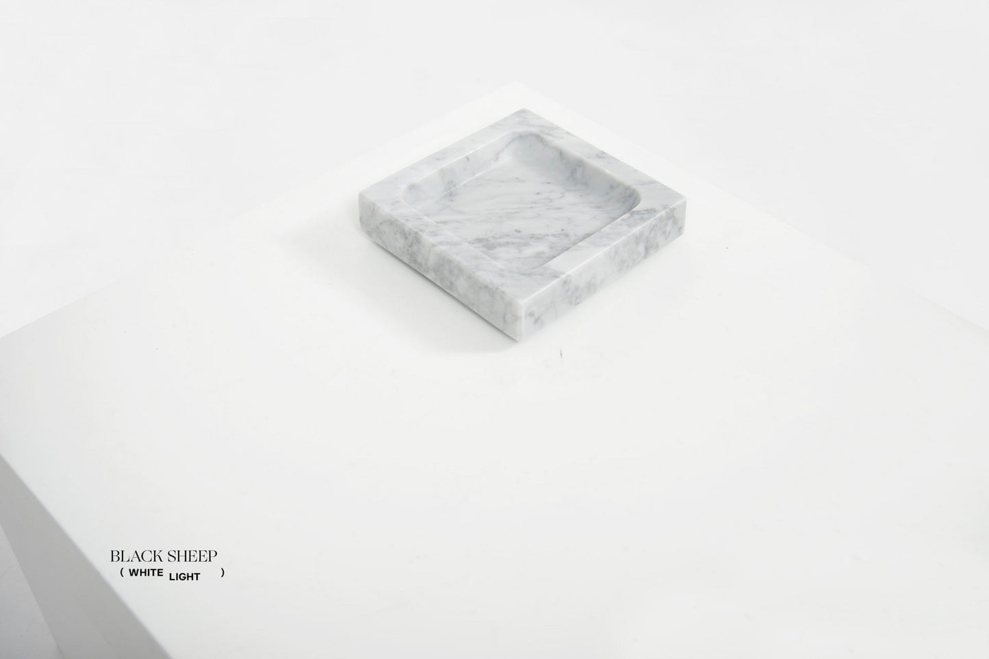 Bianco Carrara Marble Square Tray - Black Sheep (White Light)