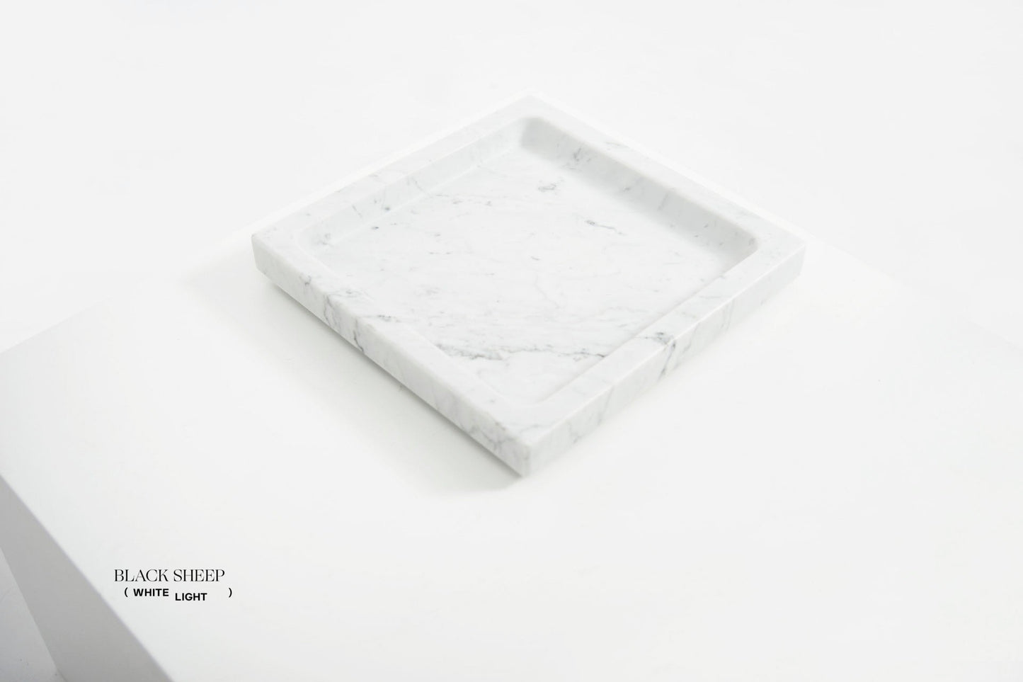 Bianco Carrara Marble Square Tray - Black Sheep (White Light)